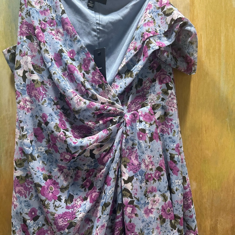 Lulu's Strapless Floral Dress in Purple and Green - Picture 3 of 5